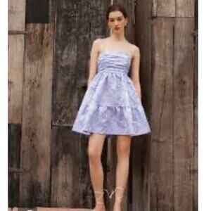 Saturday club ruched bodice textured mini dress blue medium new